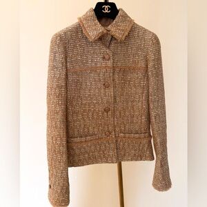 Authentic CHANEL Tan Tweed Women's Blazer